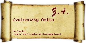 Zvolenszky Anita névjegykártya